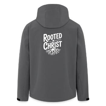 Enraciné dans le Christ - Veste softshell homme en polyester recyclé Stanley/Stella - charbon - Dos - AI Model Male 185 light (185cm)