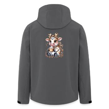 Sweet coffee cow with cappuccino and coffee beans - Men’s Recycled Softshell Jacket by Stanley/Stella - black - Back - AI Model Male 185 light (185cm)