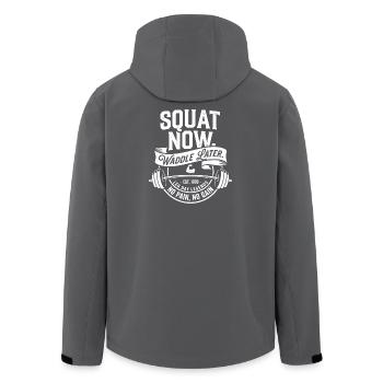 Squat Now Waddle Later - Men’s Recycled Softshell Jacket by Stanley/Stella - anthracite - Back - AI Model Male 185 light (185cm)