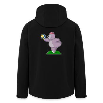 hippopotamus volleyball player volleyball sport - Men’s Recycled Softshell Jacket by Stanley/Stella - black - Back - AI Model Male 185 light (185cm)