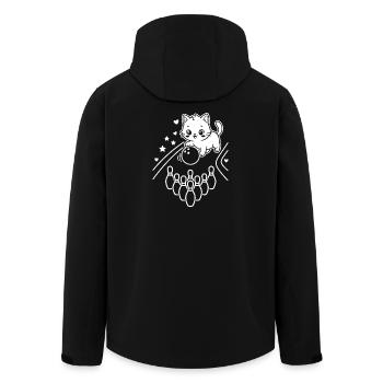 Kawaii Cat Bowling - Men’s Recycled Softshell Jacket by Stanley/Stella - black - Back - AI Model Male 185 light (185cm)