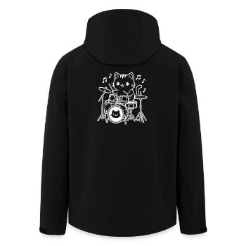 Kawaii Katze Schlagzeuger - Recycelte Männer Softshell-Jacke von Stanley/Stella - Schwarz - Hinten - AI Model Male 185 light (185cm)
