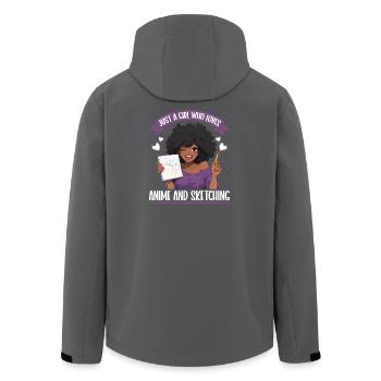 Just a girl who loves anime and draws otaku - Men’s Recycled Softshell Jacket by Stanley/Stella - black - Back - AI Model Male 185 light (185cm)