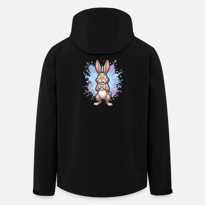 Lapin bouleversé avec éclaboussures de peinture - Veste softshell homme en polyester recyclé Stanley/Stella - noir