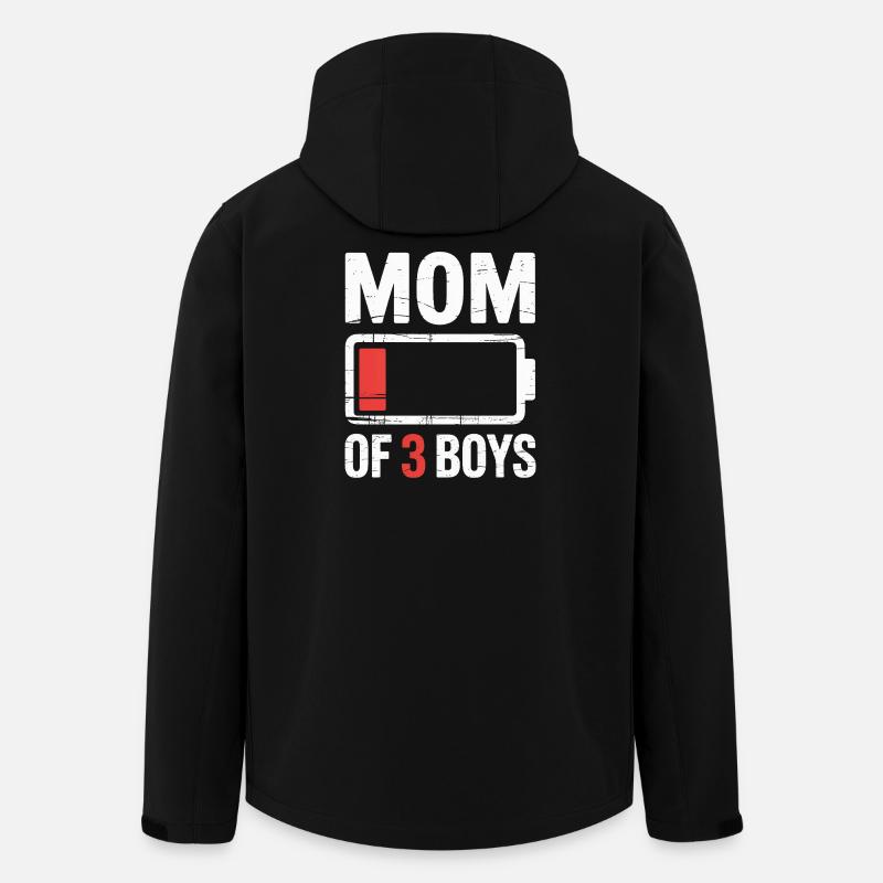 Maman de 3 garçons Batterie faible - Veste softshell homme en polyester recyclé Stanley/Stella - noir