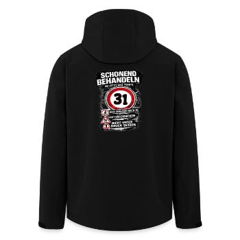 Traitez doucement Panneau de circulation 31 anniversaire - Veste softshell homme en polyester recyclé Stanley/Stella - noir - Dos - AI Model Male 185 light (185cm)