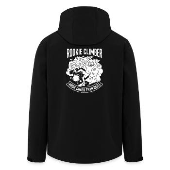 Rookie Kletterer Mehr Chalk Als Können - Recycelte Männer Softshell-Jacke von Stanley/Stella - Schwarz - Hinten - AI Model Male 185 light (185cm)