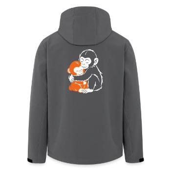 Hugging Monkeys Cozy Embrace - Men’s Recycled Softshell Jacket by Stanley/Stella - anthracite - Back - AI Model Male 185 light (185cm)
