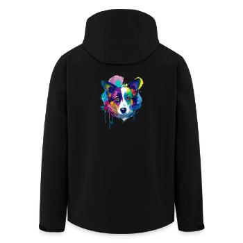Cardigan Walisischer Corgi Lebendige Ölmalerei Kunst - Recycelte Männer Softshell-Jacke von Stanley/Stella - Schwarz - Hinten - AI Model Male 185 light (185cm)