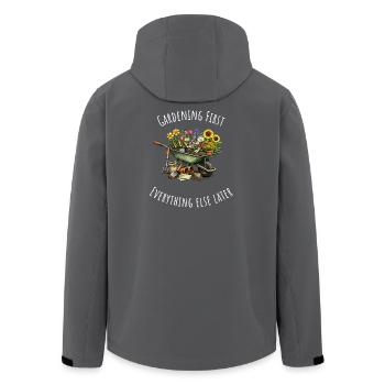 Garden Lover’s Dream Wheelbarrow Tee - Men’s Recycled Softshell Jacket by Stanley/Stella - anthracite - Back - AI Model Male 185 light (185cm)