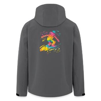 Snowboarder Snowboarding Snowboard - Men’s Recycled Softshell Jacket by Stanley/Stella - black - Back - AI Model Male 185 light (185cm)