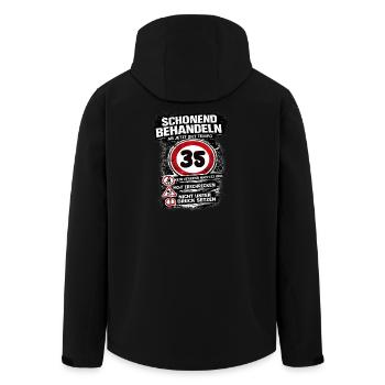 Traitez doucement Panneau de circulation 35 anniversaires - Veste softshell homme en polyester recyclé Stanley/Stella - noir - Dos - AI Model Male 185 light (185cm)
