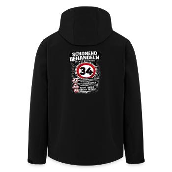 Traitez doucement Panneau de circulation 34e anniversaire - Veste softshell homme en polyester recyclé Stanley/Stella - noir - Dos - AI Model Male 185 light (185cm)