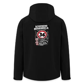 Traitez doucement Panneau de circulation 36 anniversaire - Veste softshell homme en polyester recyclé Stanley/Stella - noir - Dos - AI Model Male 185 light (185cm)