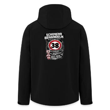 Traitez doucement Panneau de circulation 38 anniversaire - Veste softshell homme en polyester recyclé Stanley/Stella - noir - Dos - AI Model Male 185 light (185cm)