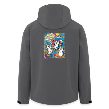 Penguin Pop Art Comic Collage - Men’s Recycled Softshell Jacket by Stanley/Stella - black - Back - AI Model Male 185 light (185cm)