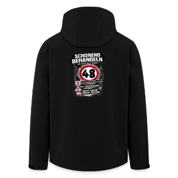 Traitez doucement Panneau de circulation 48 anniversaires - Veste softshell homme en polyester recyclé Stanley/Stella - noir - Dos - AI Model Male 185 light (185cm)