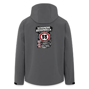 Traitez doucement Panneau de circulation 55 anniversaire - Veste softshell homme en polyester recyclé Stanley/Stella - noir - Dos - AI Model Male 185 light (185cm)