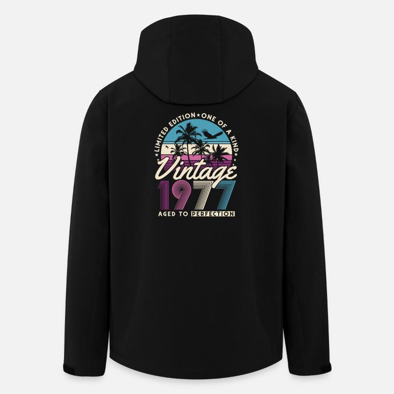 Cadeau d’anniversaire rétro vintage 1977 - Veste softshell homme en polyester recyclé Stanley/Stella - noir