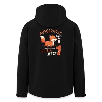 Ich bin 1 – Süßer Fuchs Erster Geburtstag - Recycelte Männer Softshell-Jacke von Stanley/Stella - Schwarz - Hinten - AI Model Male 185 light (185cm)