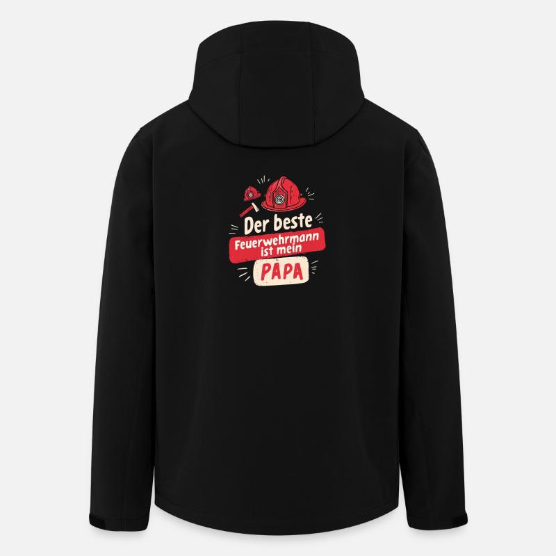Papa pompier - Le meilleur pompier - Veste softshell homme en polyester recyclé Stanley/Stella - noir