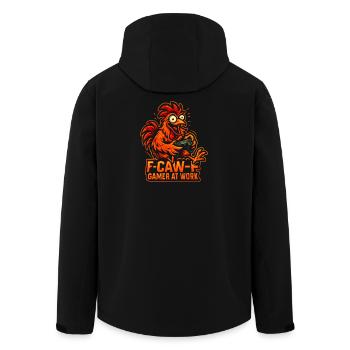 F-Caw-F Gamer At Work Gaming Rooster Humor Funny - Men’s Recycled Softshell Jacket by Stanley/Stella - black - Back - AI Model Male 185 light (185cm)