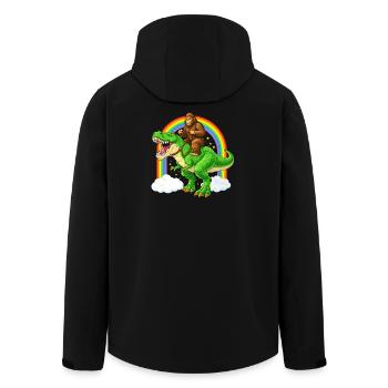 Bigfoot Reitet T-Rex Dinosaurier Regenbogen - Recycelte Männer Softshell-Jacke von Stanley/Stella - Schwarz - Hinten - AI Model Male 185 light (185cm)