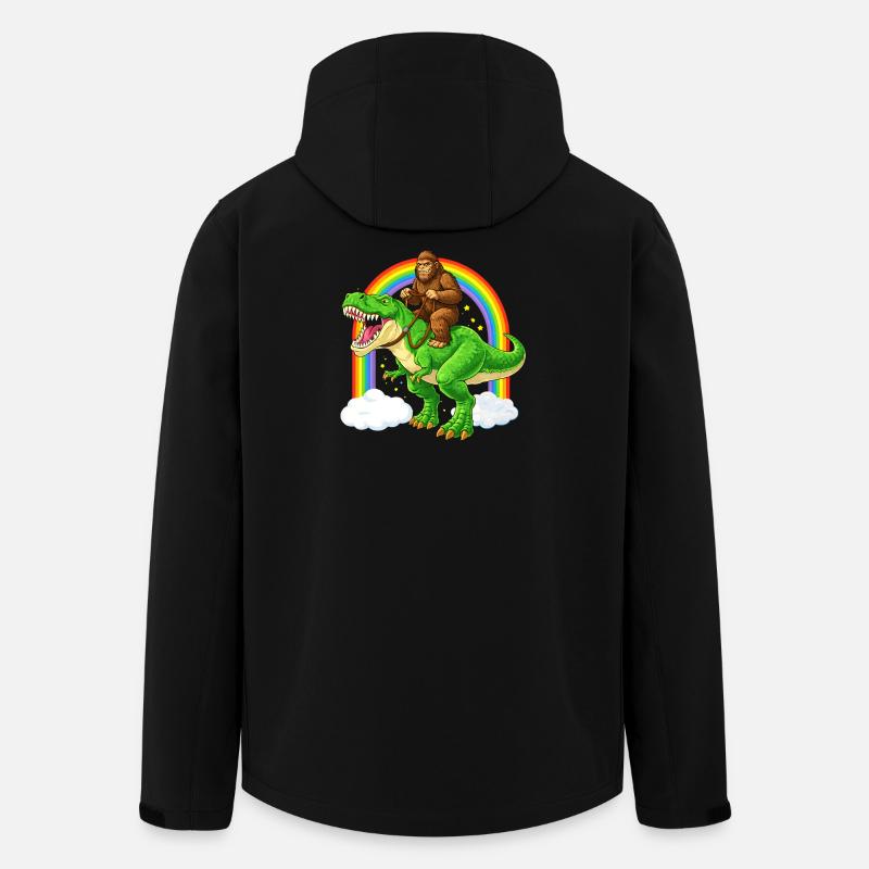 Bigfoot Riding T-Rex Dinosaur Rainbow - Men’s Recycled Softshell Jacket by Stanley/Stella - black