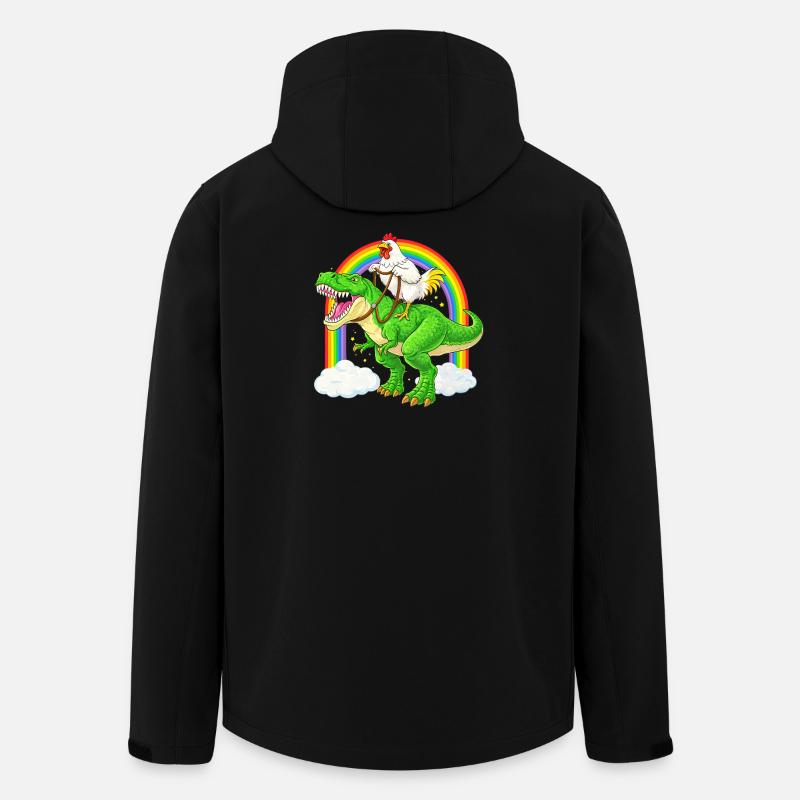 Huhn Reitender T-Rex Dinosaurier Regenbogen - Recycelte Männer Softshell-Jacke von Stanley/Stella - Schwarz