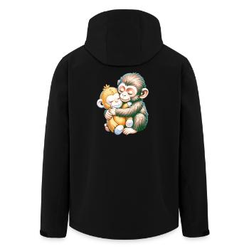 Umarmende Affen umarmen sich - Recycelte Männer Softshell-Jacke von Stanley/Stella - Schwarz - Hinten - AI Model Male 185 light (185cm)