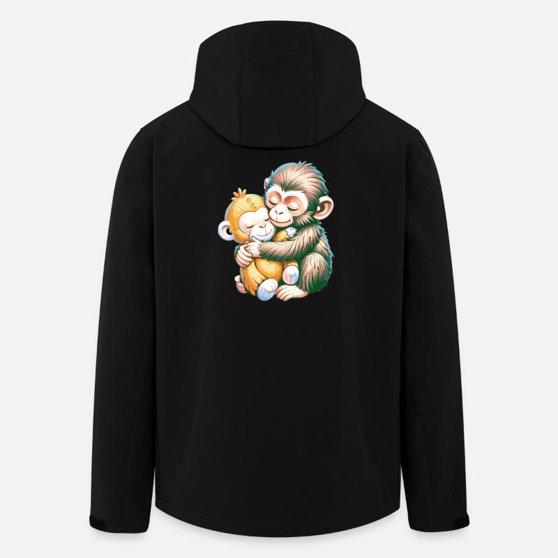 Câlins de singes s’embrassent - Veste softshell homme en polyester recyclé Stanley/Stella - noir