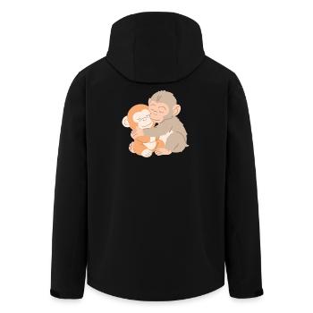 Umarmende Affen umarmen sich - Recycelte Männer Softshell-Jacke von Stanley/Stella - Schwarz - Hinten - AI Model Male 185 light (185cm)