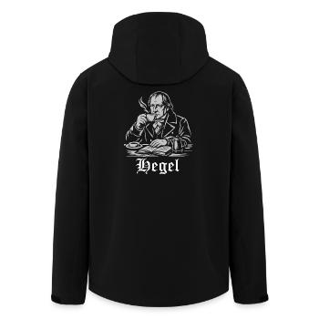 Philosoph Hegel trinkt Kaffee - Recycelte Männer Softshell-Jacke von Stanley/Stella - Schwarz - Hinten - AI Model Male 185 light (185cm)