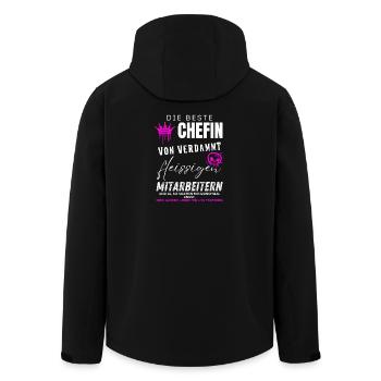 beste Chefin von verdammt fleissigen Mitarbeitern - Recycelte Männer Softshell-Jacke von Stanley/Stella - Schwarz - Hinten - AI Model Male 185 light (185cm)
