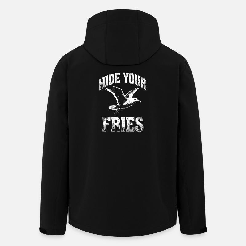 Cache tes frites mouette - Veste softshell homme en polyester recyclé Stanley/Stella - noir