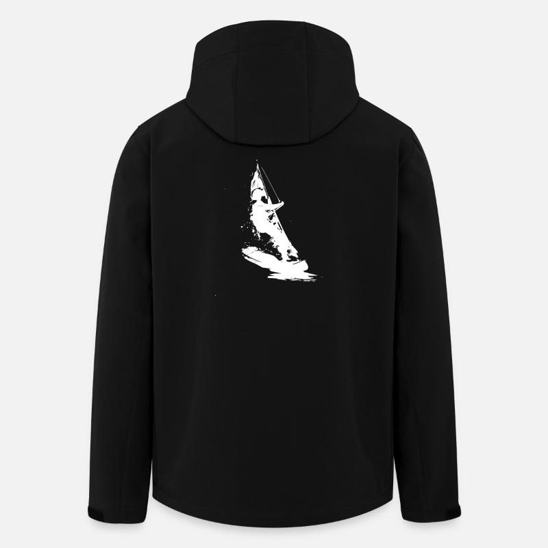 Dessin de planchiste à voile - Veste softshell homme en polyester recyclé Stanley/Stella - noir