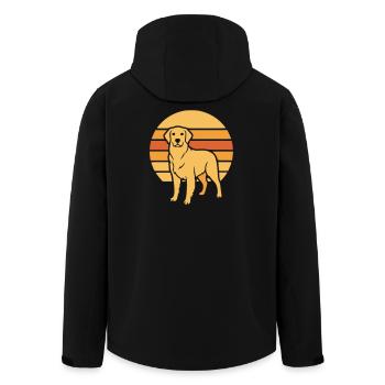 Dog Retro Sunset Flat Icon - Men’s Recycled Softshell Jacket by Stanley/Stella - black - Back - AI Model Male 185 light (185cm)