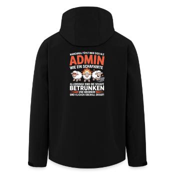 Admin Schafhirte Chaos Cartoon - Recycelte Männer Softshell-Jacke von Stanley/Stella - Schwarz - Hinten - AI Model Male 185 light (185cm)