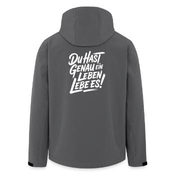 Du hast nur ein Leben – Liebe es - Recycelte Männer Softshell-Jacke von Stanley/Stella - Anthrazit - Hinten - AI Model Male 185 light (185cm)