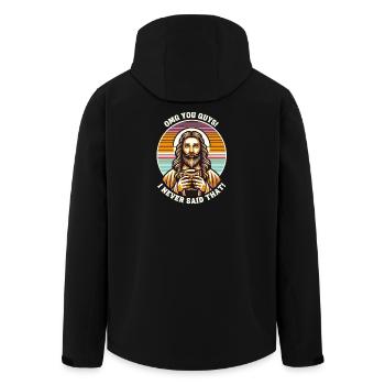Jesus Meme OMG I Never Said That Humor - Men’s Recycled Softshell Jacket by Stanley/Stella - black - Back - AI Model Male 185 light (185cm)