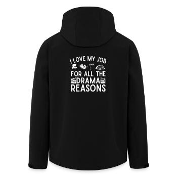 Théâtre J’adore mon travail Acteur Conception musicale - Veste softshell homme en polyester recyclé Stanley/Stella - noir - Dos - AI Model Male 185 light (185cm)