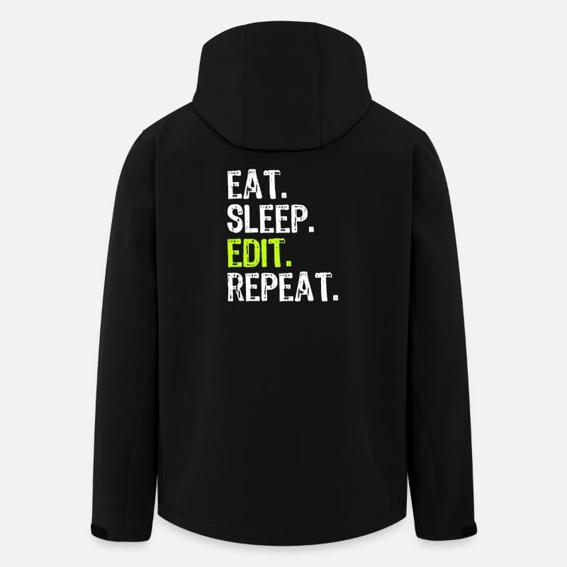 Eat Sleep Edit Repeat - Men’s Recycled Softshell Jacket by Stanley/Stella - black