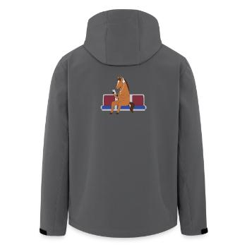 Pferd mit Kopfhörern in U-Bahn - Recycelte Männer Softshell-Jacke von Stanley/Stella - Schwarz - Hinten - AI Model Male 185 light (185cm)