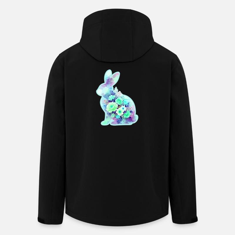 Hase Aquarell Blumen Ostern - Recycelte Männer Softshell-Jacke von Stanley/Stella - Schwarz
