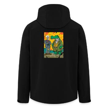 Neon Street Dino: Skeleton vs Alligator CEO - Men’s Recycled Softshell Jacket by Stanley/Stella - black - Back - AI Model Male 185 light (185cm)