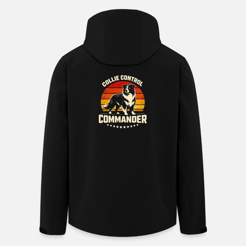 Collie Commando | Border Collie Rétro - Veste softshell homme en polyester recyclé Stanley/Stella - noir
