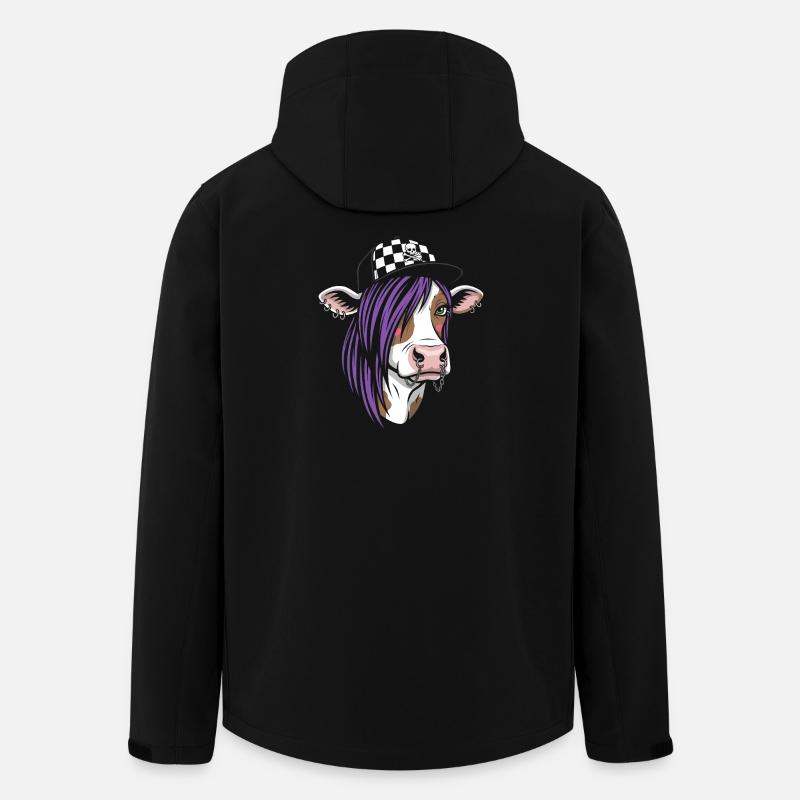 Punk-Kuh mit Lila Haar und Checkered Cap - Recycelte Männer Softshell-Jacke von Stanley/Stella - Schwarz