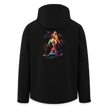 Alpine skier Winter sports Ski touring - Men’s Recycled Softshell Jacket by Stanley/Stella - black - Back - AI Model Male 185 light (185cm)