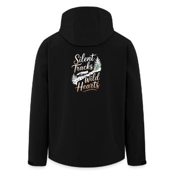 Silent Tracks Wild Hearts - Fuchs Natur Design - Men’s Recycled Softshell Jacket by Stanley/Stella - black - Back - AI Model Male 185 light (185cm)