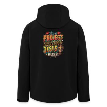 Project that occupies Jesus - Men’s Recycled Softshell Jacket by Stanley/Stella - black - Back - AI Model Male 185 light (185cm)